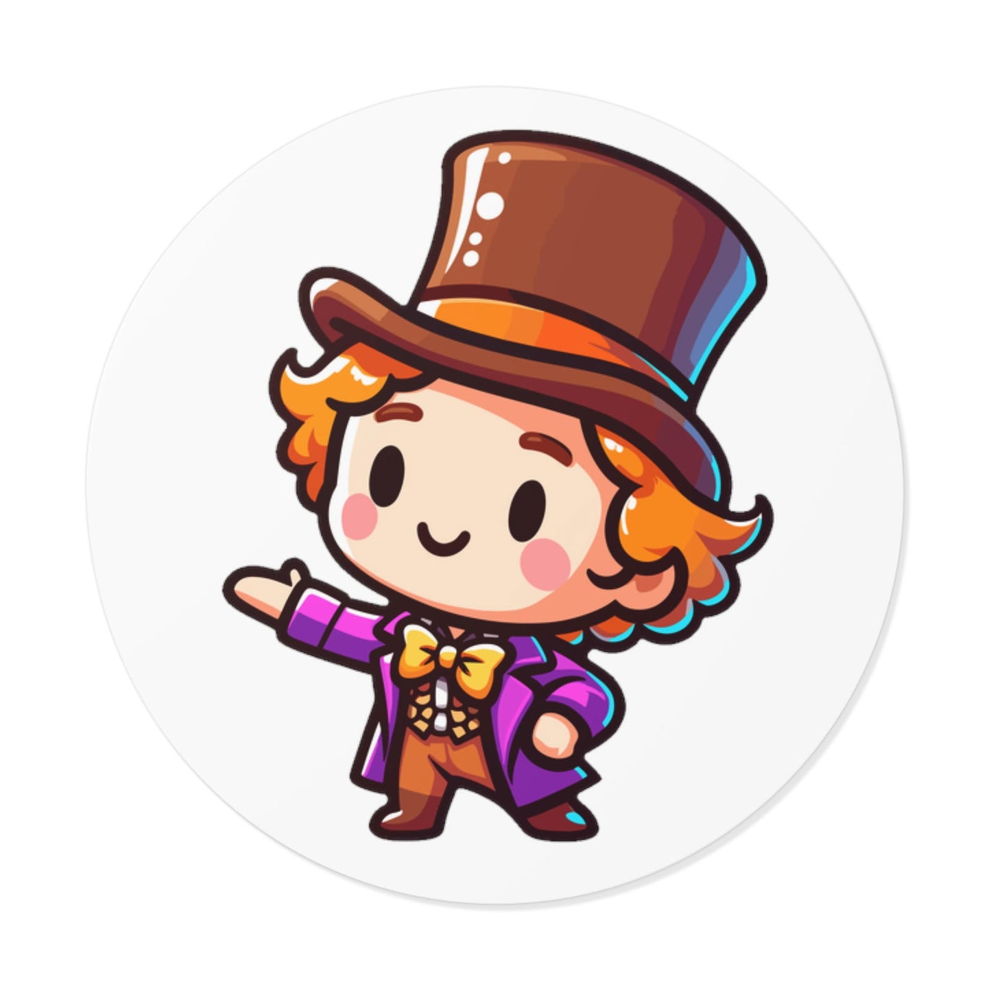 Chibi Willy Wonka Round Vinyl Stickers - Little Luvin Stitches