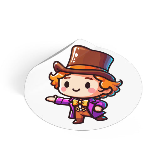Chibi Willy Wonka Round Vinyl Stickers - Little Luvin Stitches