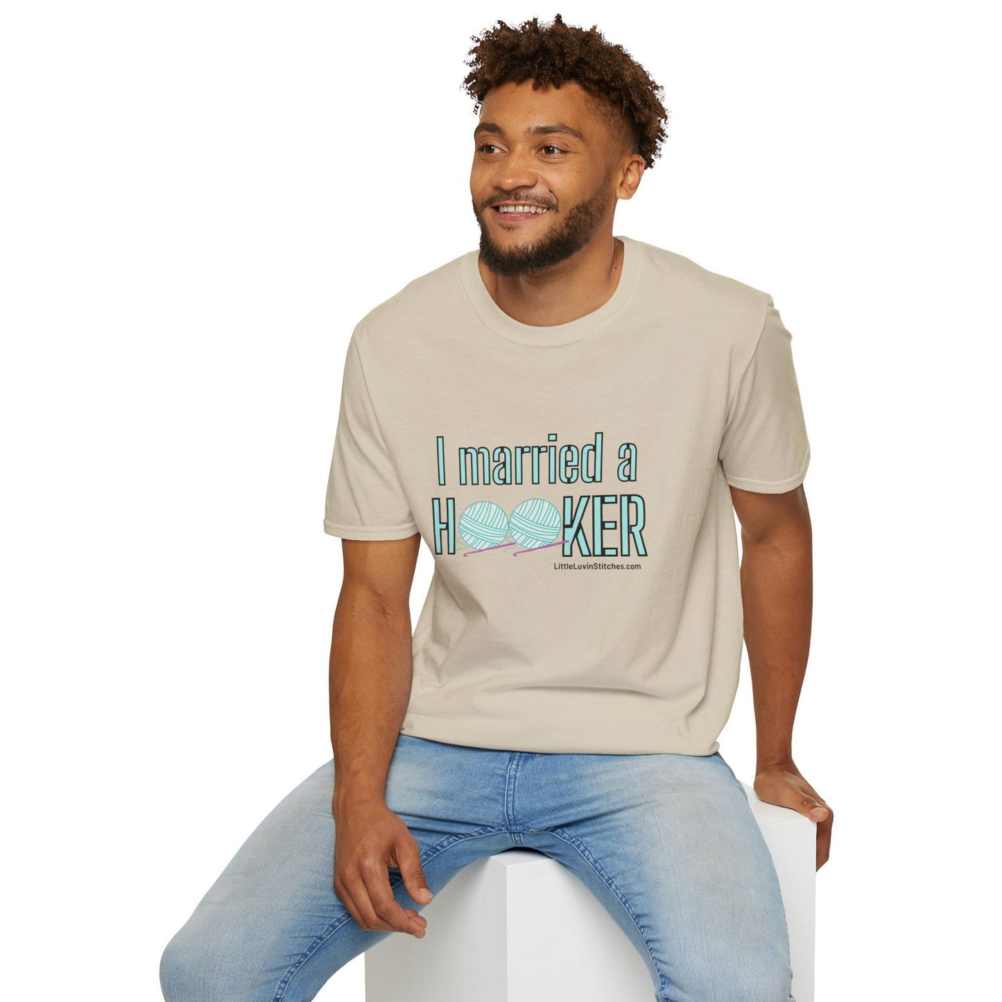 I married a Hooker Unisex Softstyle T-Shirt - Little Luvin Stitches