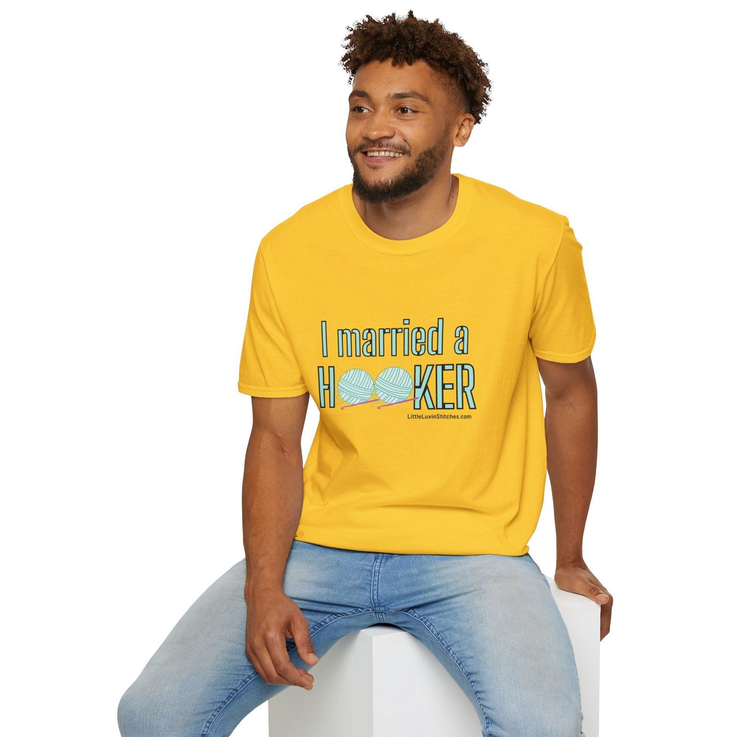 I married a Hooker Unisex Softstyle T-Shirt - Little Luvin Stitches