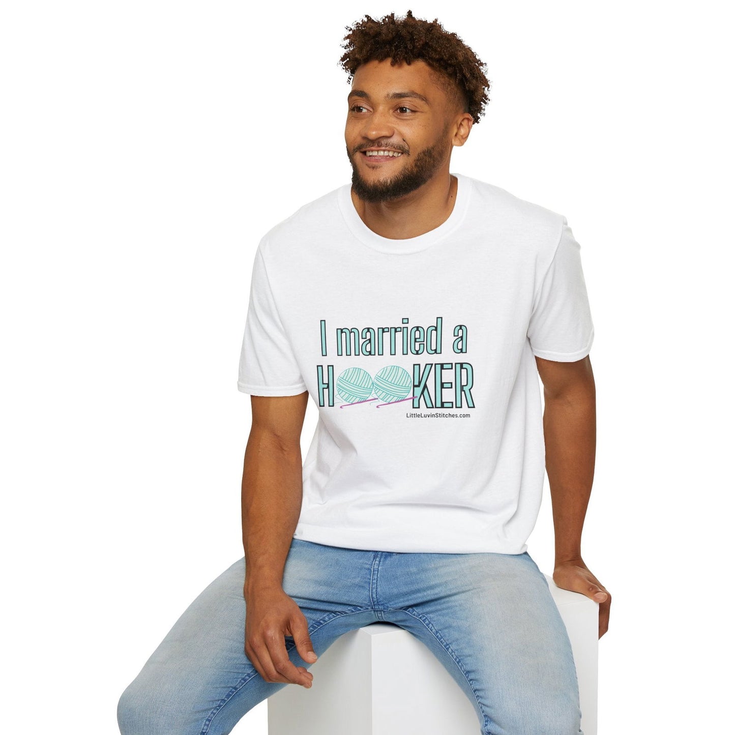 I married a Hooker Unisex Softstyle T-Shirt - Little Luvin Stitches