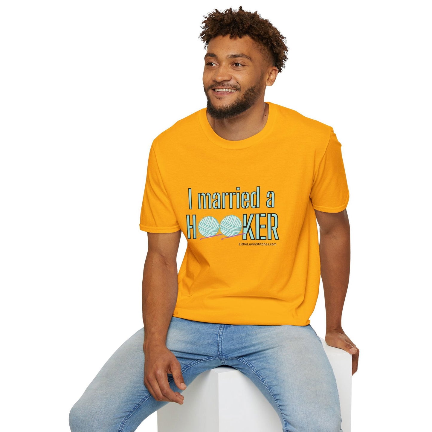 I married a Hooker Unisex Softstyle T-Shirt - Little Luvin Stitches