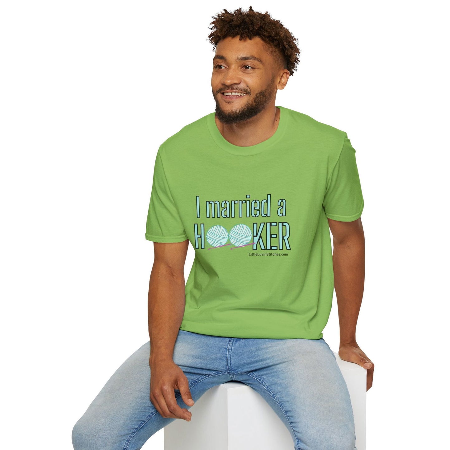 I married a Hooker Unisex Softstyle T-Shirt - Little Luvin Stitches