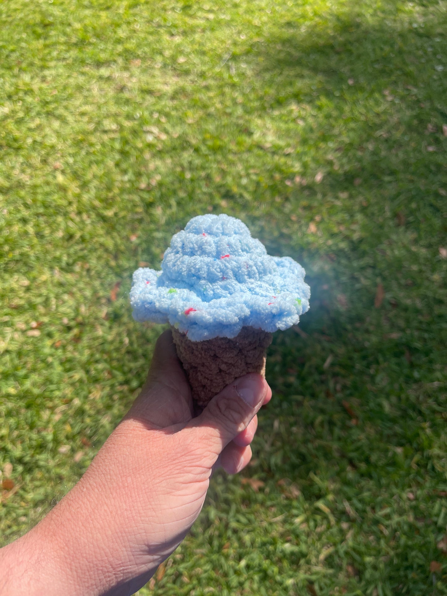 Cotton Candy Ice Cream Cone Amigurumi Plushie, Handmade Crochet