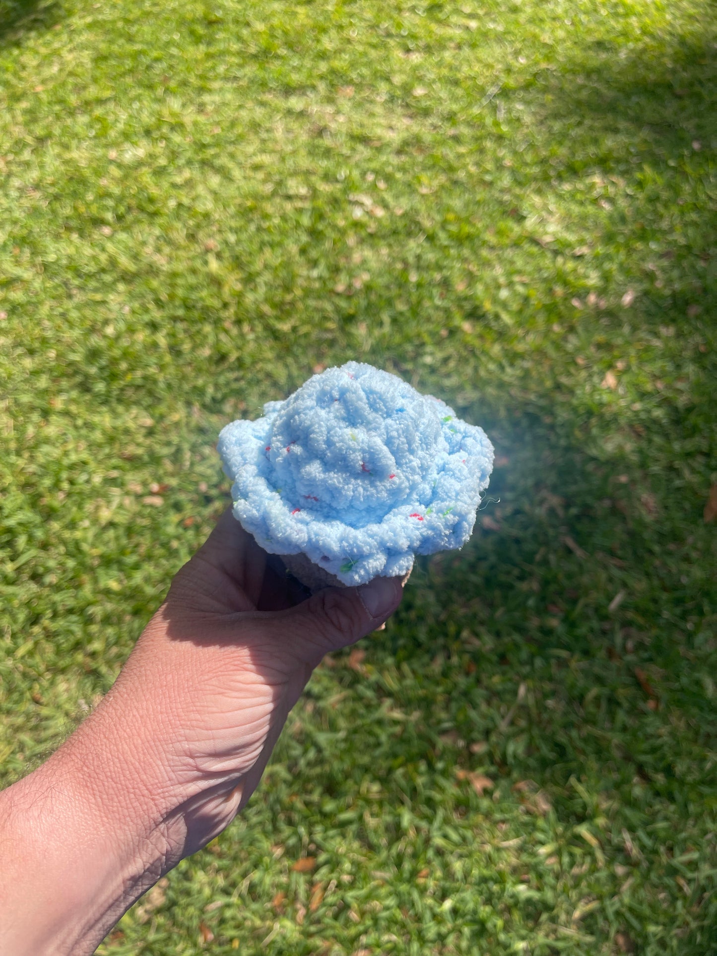 Cotton Candy Ice Cream Cone Amigurumi Plushie, Handmade Crochet