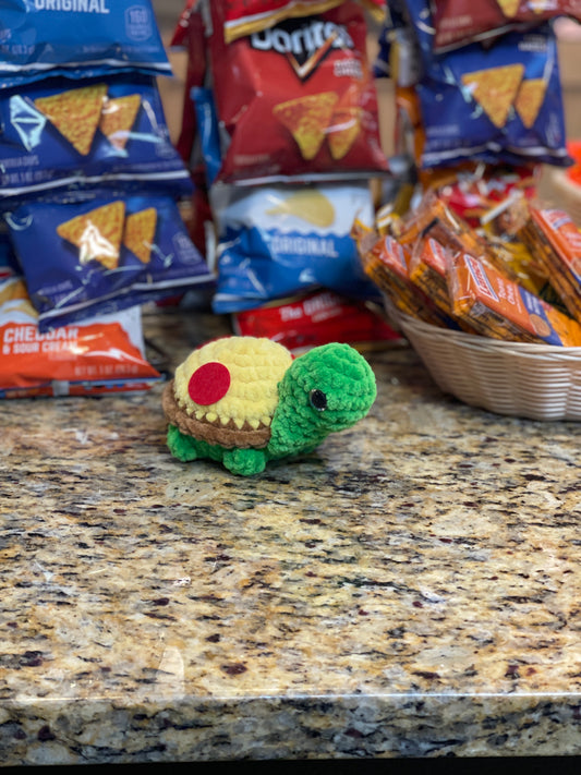 Pizza Turtle Handmade Crochet Plushie, Cute Crochet Plushie Toy