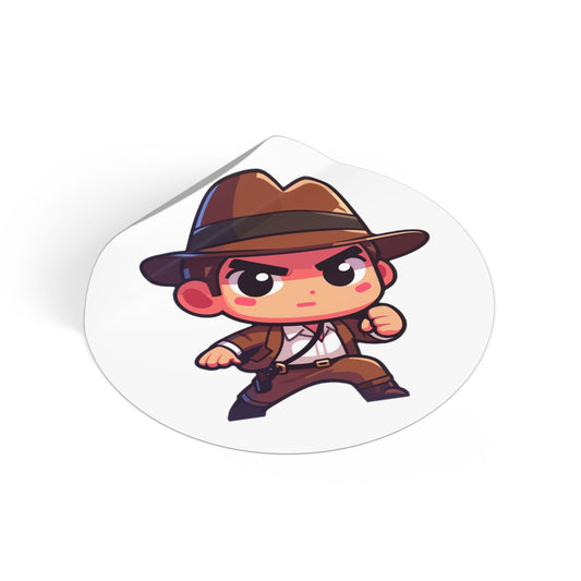 Indian Jones V2 Round Vinyl Stickers - Little Luvin Stitches