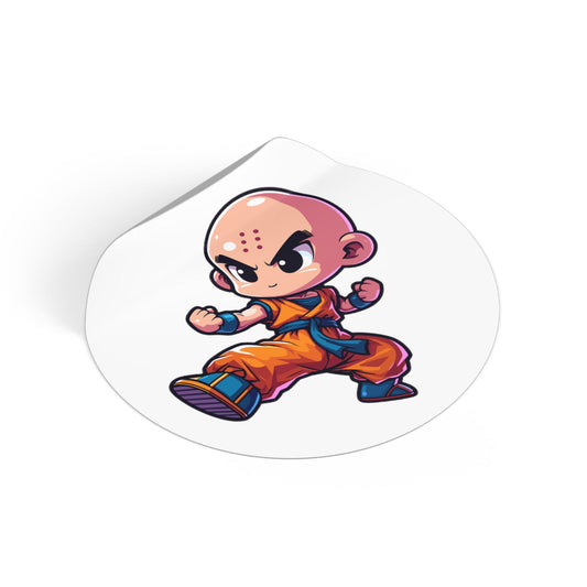 Krillin Round Vinyl Stickers - Little Luvin Stitches