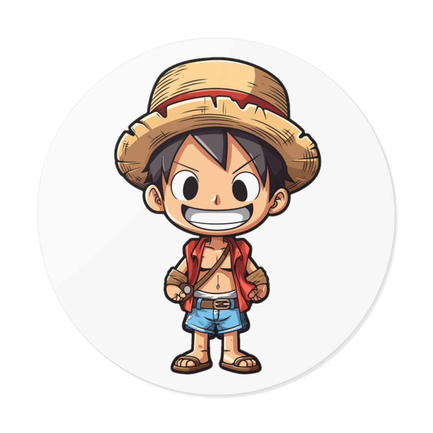 Monkey D Luffy Round Vinyl Stickers - Little Luvin Stitches