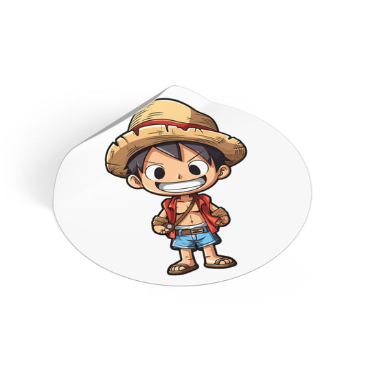 Monkey D Luffy Round Vinyl Stickers - Little Luvin Stitches