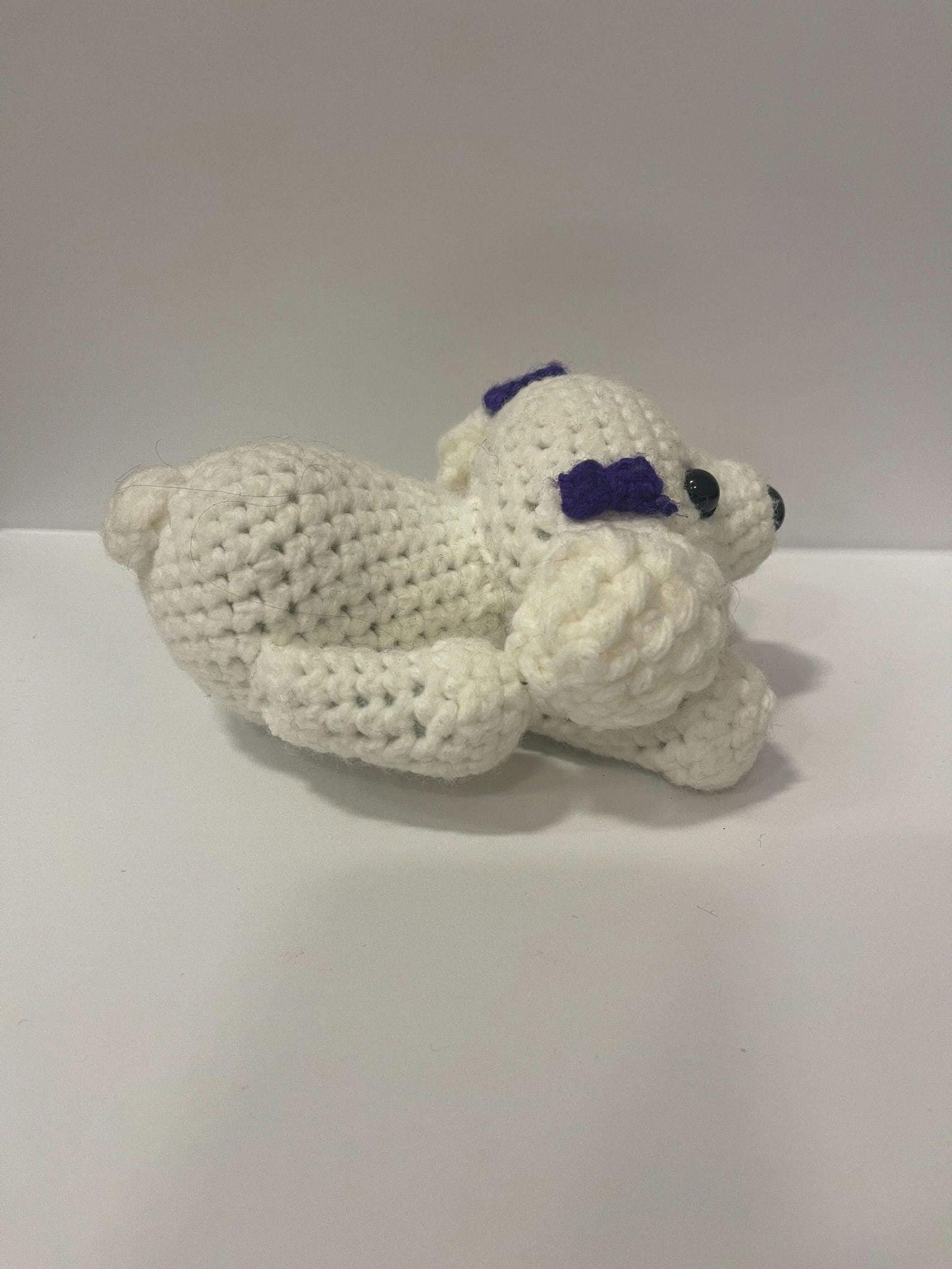 Poodle with a Blue Bow Handmade Plushie - Little Luvin Stitches