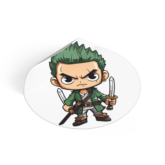 Roronoa Zoro Round Vinyl Stickers - Little Luvin Stitches