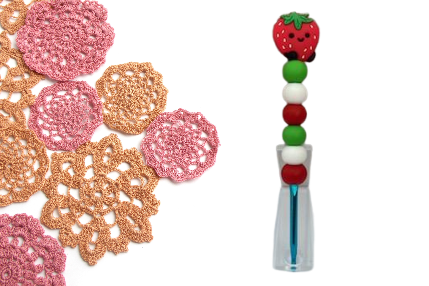 Strawberry Beaded Crochet Hook - Little Luvin Stitches