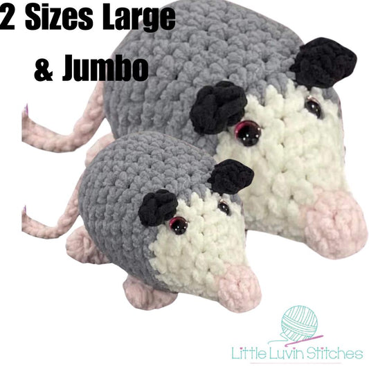 Opossum Crocheted Plushie,Hand Crocheted Plushie, Handmade Opossum Plushie, Jumbo