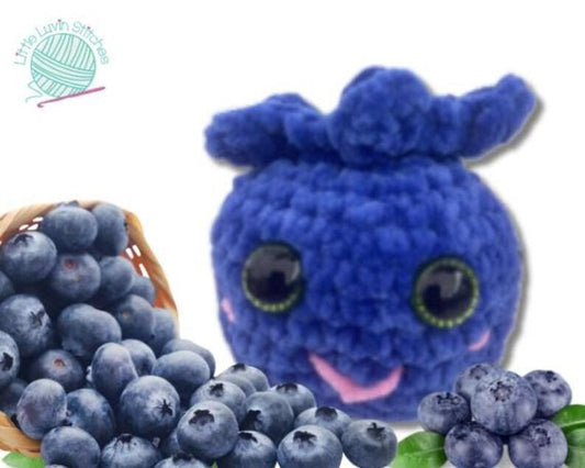 Handmade Crochet Blueberry, Positive Fruit Plushie