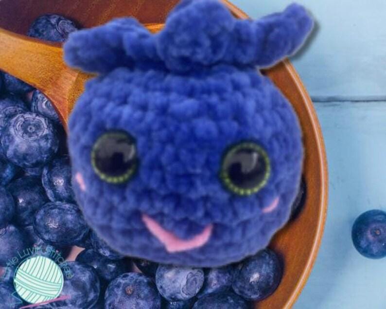 Handmade Crochet Blueberry, Positive Fruit Plushie