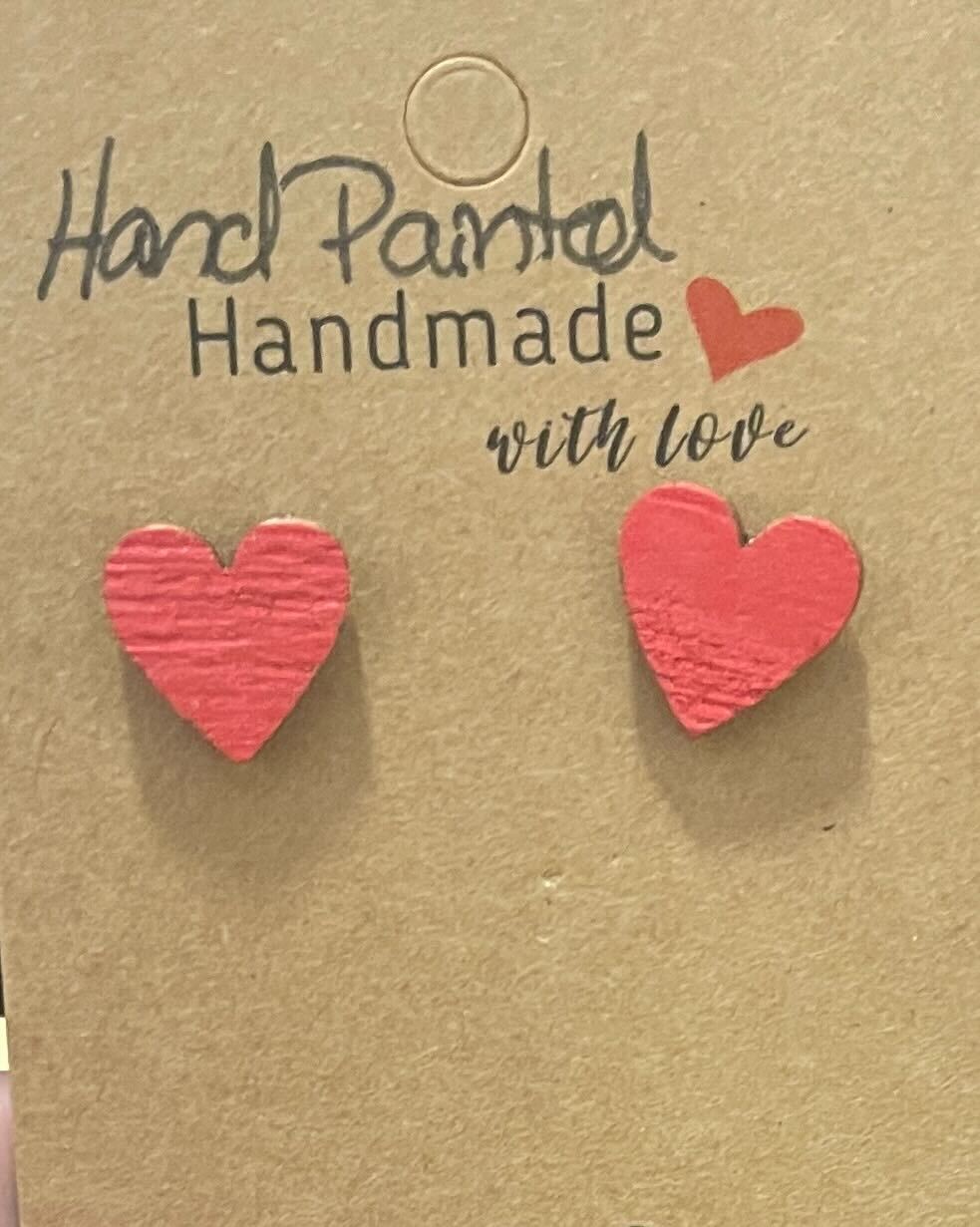 Hand-Painted Heart Stud Earrings – A Little Love for Your Ears