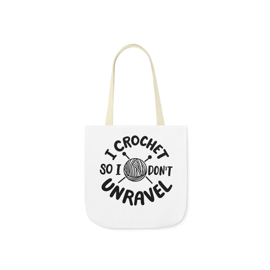 I Crochet So I Don't Unravel Cute Canvas Tote Bag, 5-Color Straps, 3 Sizes, Yarn Bag