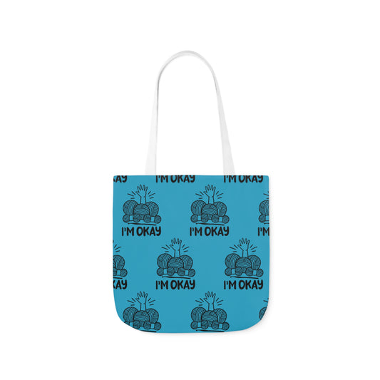 I'm Okay Pattern Canvas Tote Bag, 5-Color Straps, 3 Background Colors, 3 Sizes