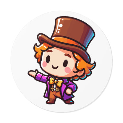 Chibi Willy Wonka Round Vinyl Stickers