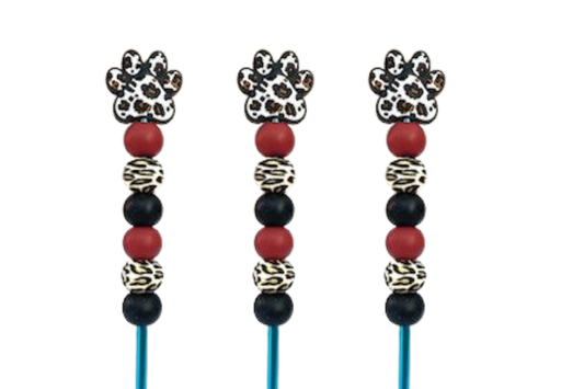 Leopard Print Paw Beaded Crochet Hook