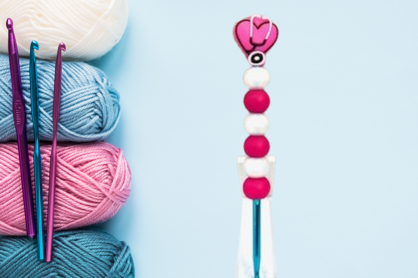 Nurse Heart Beaded Crochet Hook