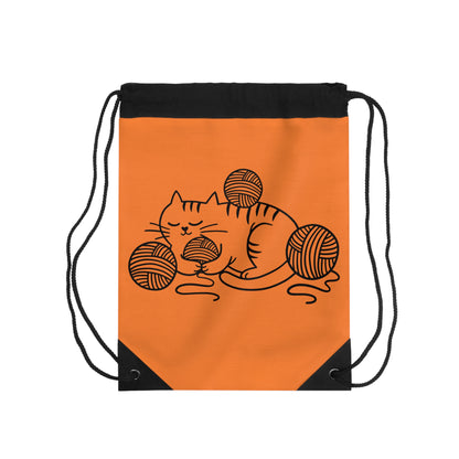 Cat And Yarn Drawstring Bag, Cute Yarn Bag