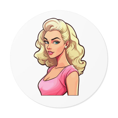 Barbie V2 Round Vinyl Stickers - Little Luvin Stitches