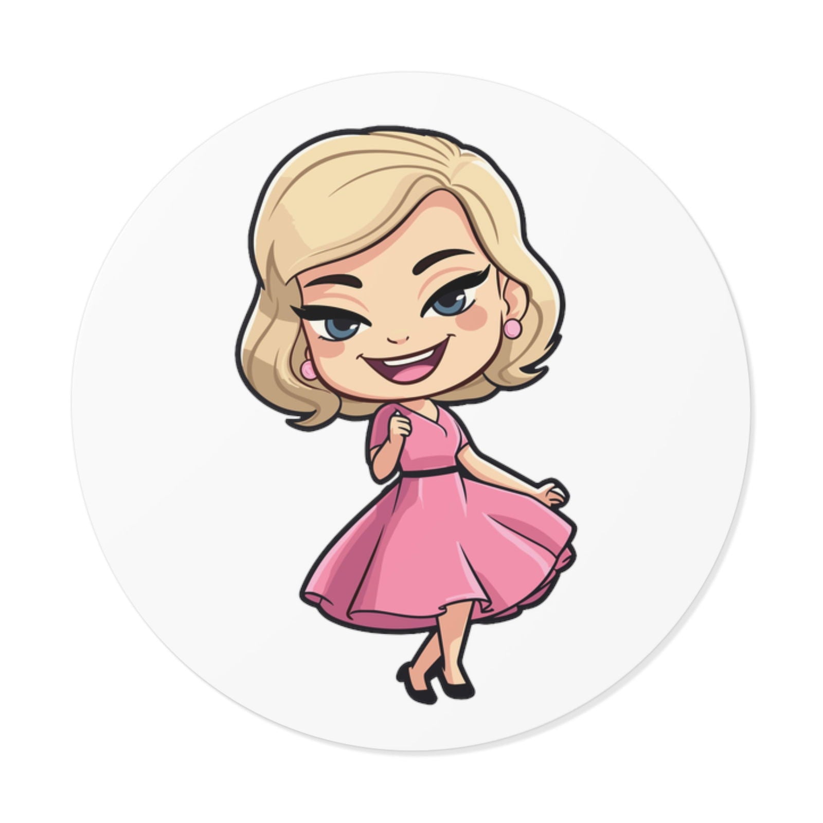 Barbie V4 Round Vinyl Stickers - Little Luvin Stitches