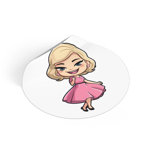 Barbie V4 Round Vinyl Stickers - Little Luvin Stitches