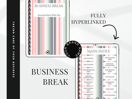 Business-themed book or notebook with digital interface elements on a white background