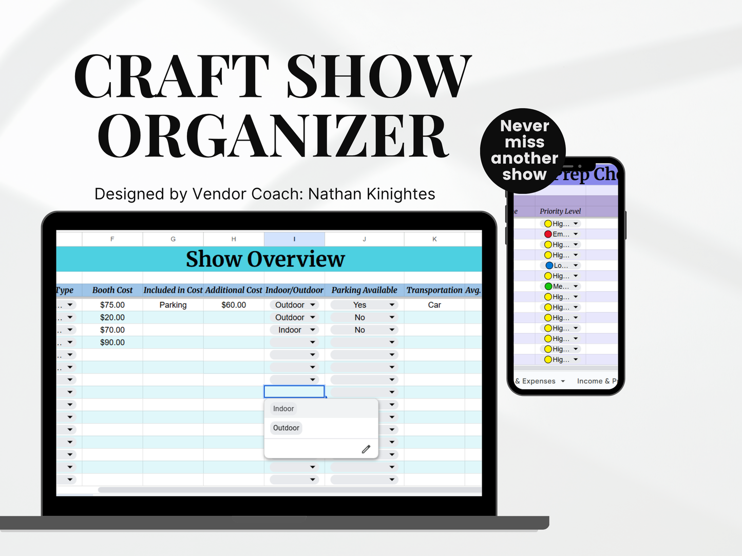 Computer screen displaying a craft show organizer with various sections and text.
