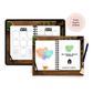 Digital bullet journal with heart designs on a wooden surface