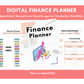 Digital finance planner with various sections on a white background