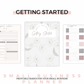 Small business planner with 'Getting Started' theme on a white background