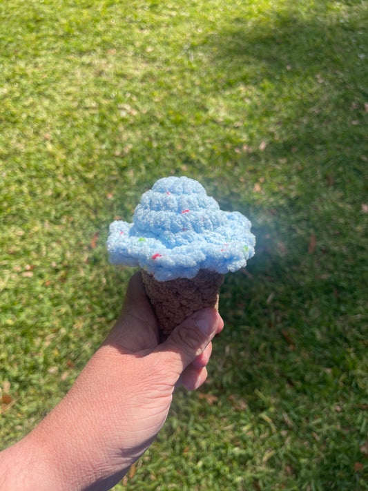 Cotton Candy Ice Cream Cone Amigurumi Plushie, Handmade Crochet