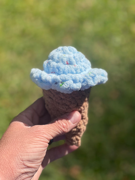 Cotton Candy Ice Cream Cone Amigurumi Plushie, Handmade Crochet