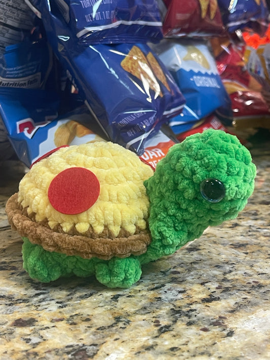 Pizza Turtle Handmade Crochet Plushie, Cute Crochet Plushie Toy