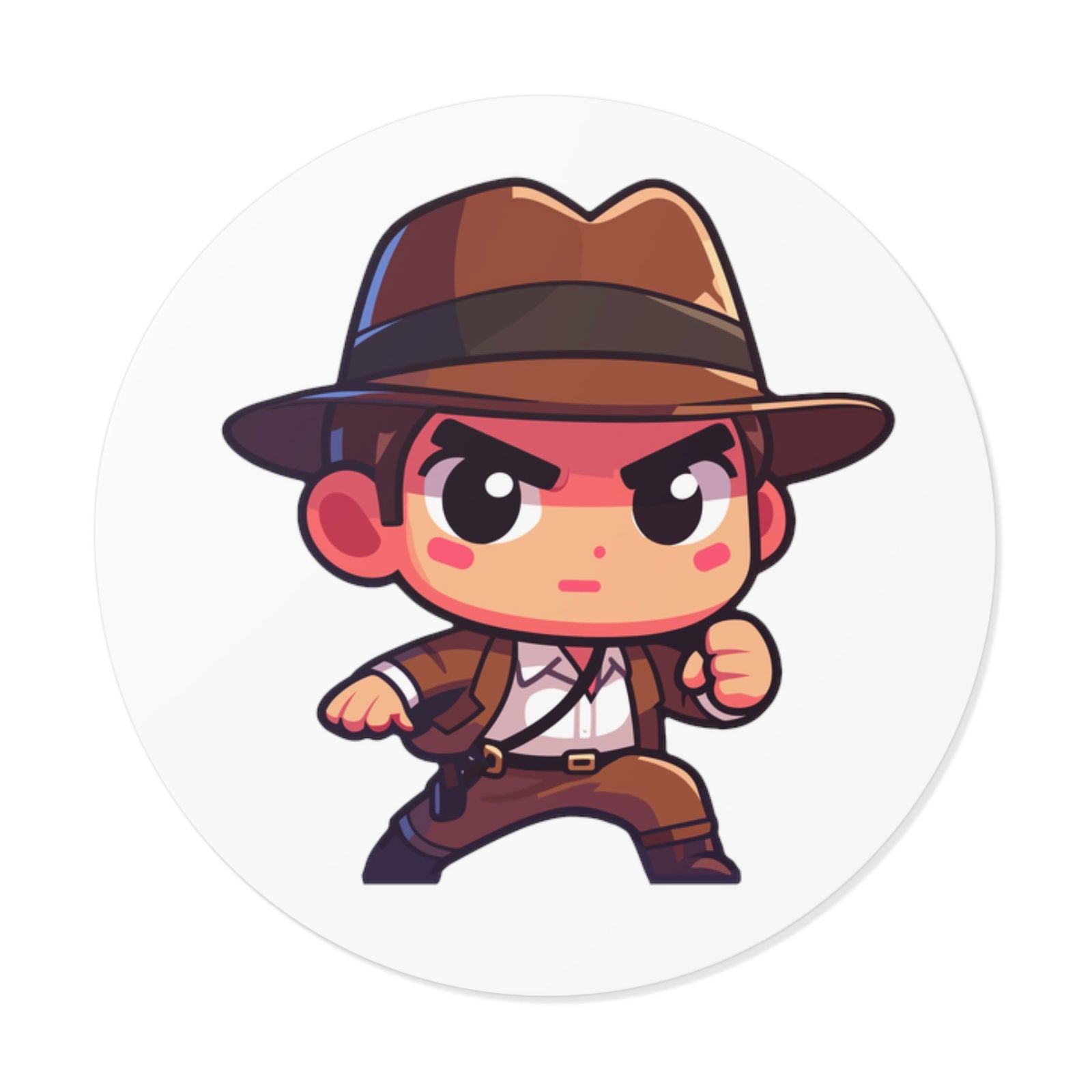 Indian Jones V2 Round Vinyl Stickers - Little Luvin Stitches