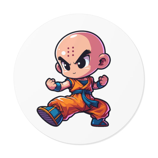 Krillin Round Vinyl Stickers - Little Luvin Stitches