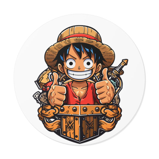Luffy V2 Round Vinyl Stickers - Little Luvin Stitches