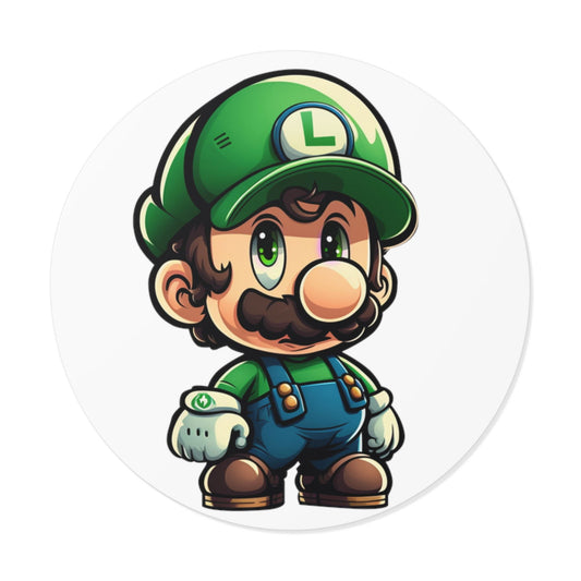 Luigi Round Vinyl Stickers - Little Luvin Stitches