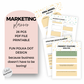 Marketing planner with polka dot design on a white background