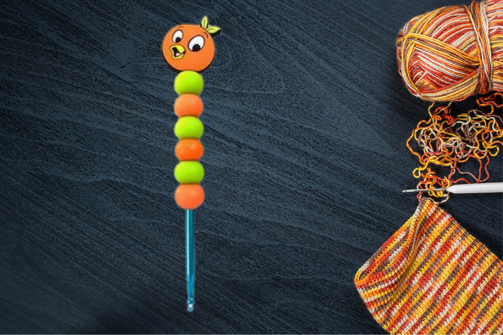 Orange Beaded Crochet Hook - Little Luvin Stitches