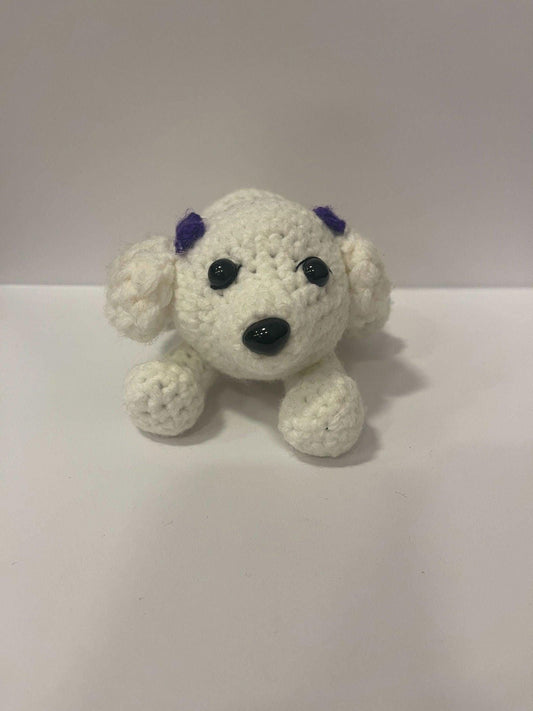 Poodle with a Blue Bow Handmade Plushie - Little Luvin Stitches