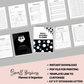 Small Business Planner with various pages on a gray background