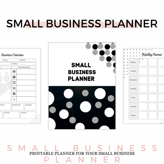 Small Business Planner with polka dot design on a white background