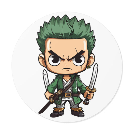 Roronoa Zoro Round Vinyl Stickers - Little Luvin Stitches