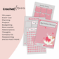 Craft business planner with various pages on a light pink background