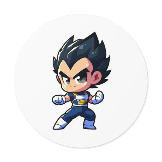 Vegeta Round Vinyl Stickers - Little Luvin Stitches